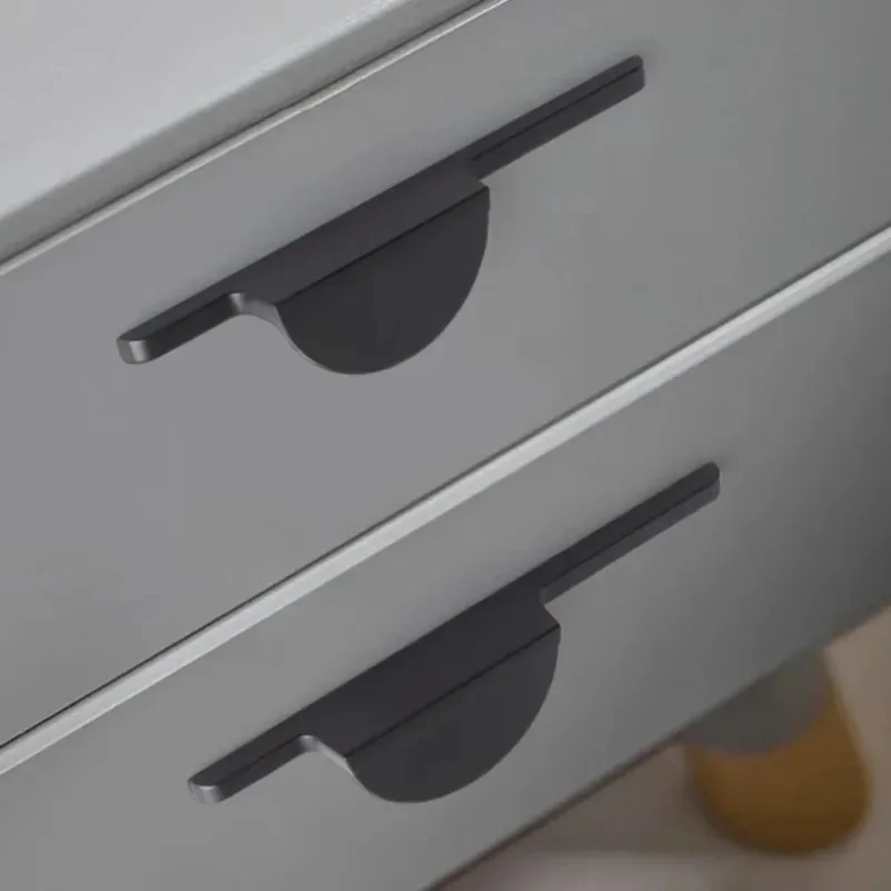 Minimalist Style Semicircle Furniture Handles Black Wardrobe Kitchen Cabinet Handles Personality Creative Cabinet Pulls