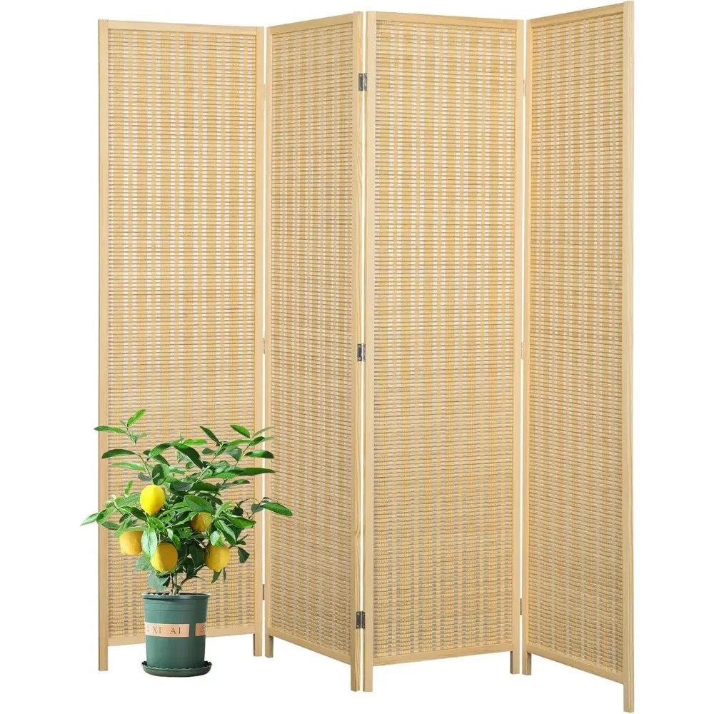

Bamboo Room Divider 4 Panel, Folding Privacy Screens for Room Separation, 5.6 FT Freestanding Room Divider for Home, Bedroom and