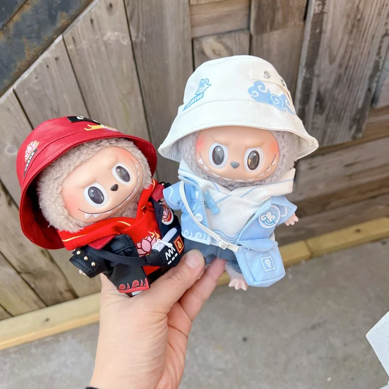 

Original 17cm Labubu V1 V2 Clothesnezha Aobing Fashion Red Blue Cp Suit Available Clothes Costume Hat Gift