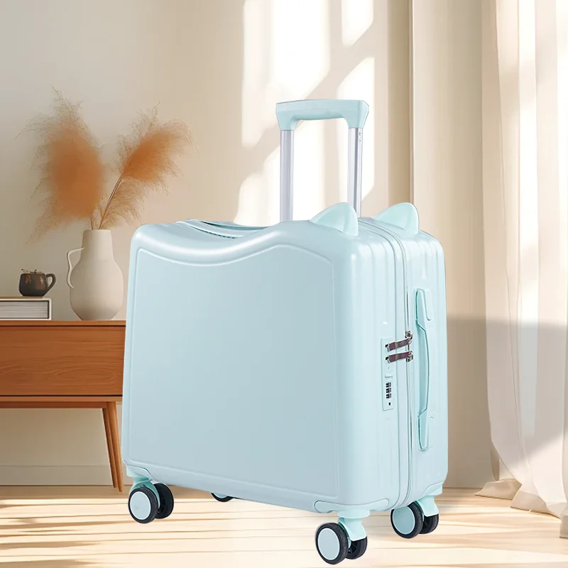 A child\'s suitcase can be used as a girl\'s portable suitcase for riding an 18-inch combination trolley