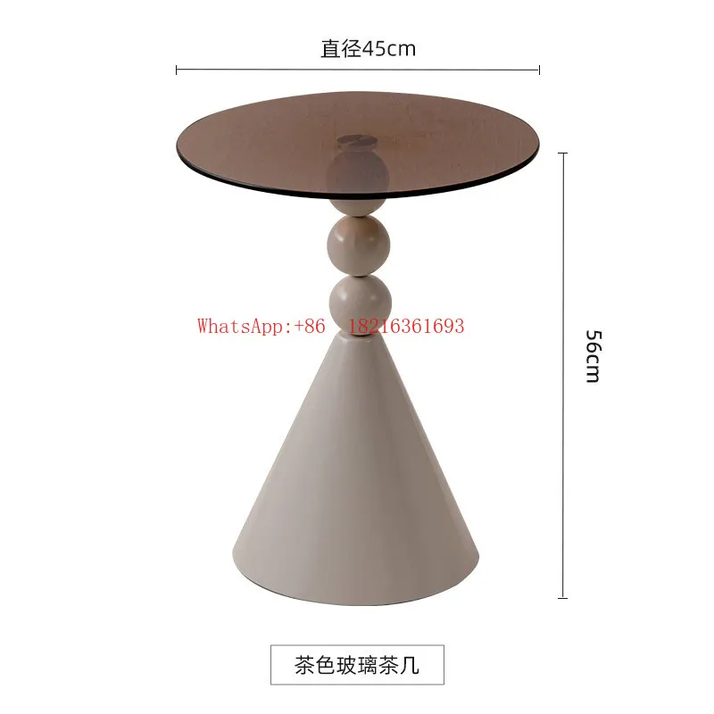 European-style Sofa Side Table, Light Luxury and Simple Living Room Glass Design, Corner Table, Round Tea Table
