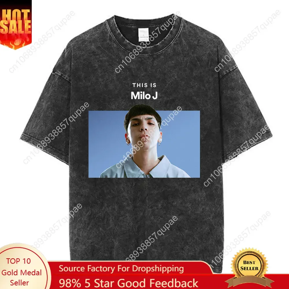 Rapper Milo J Tour T-shirt 111 Album Merch T-Shirts Men's Women Fashion Hip Hop Vintage Washed Short Sleeve T Shirts Fans Gift