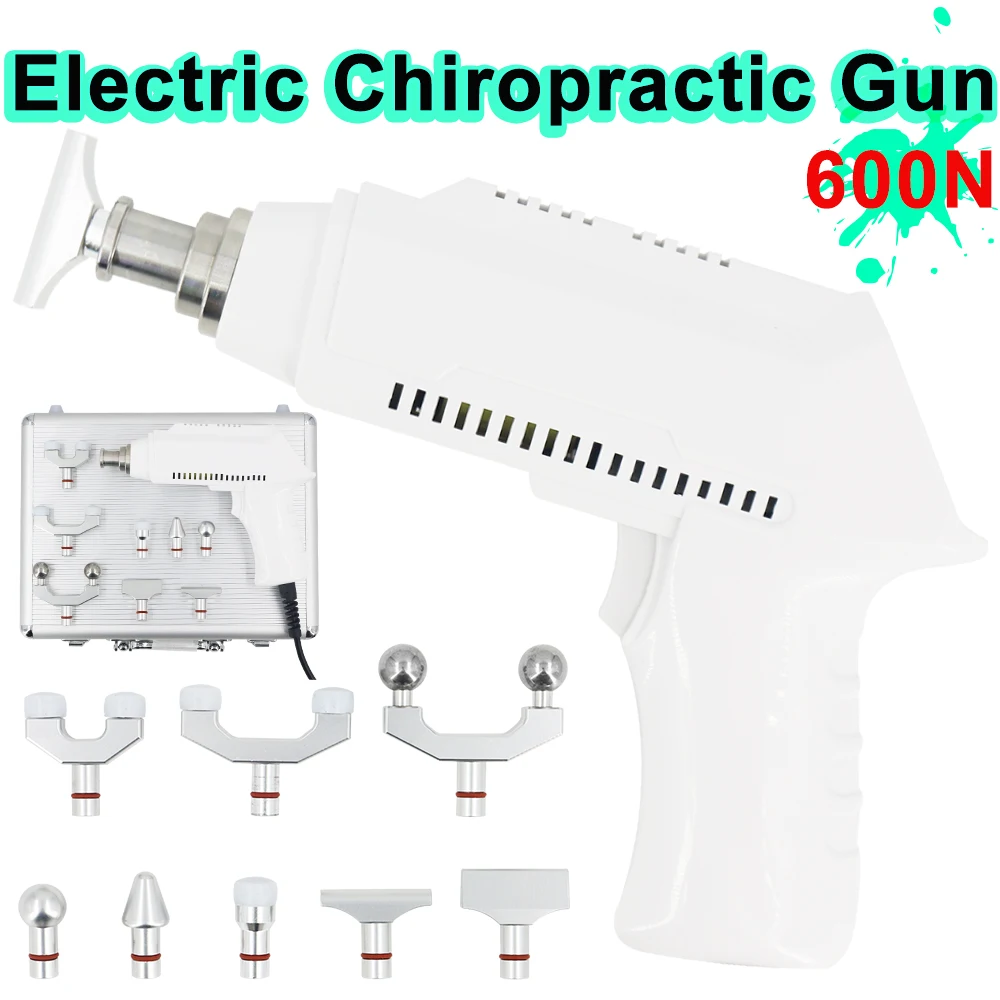 

Электрический коррекционный пистолет 600N с регулируемой интенсивностью, импульсный массажер для позвоночника и шеи, портативный инструмент для хиропрактики, новинка