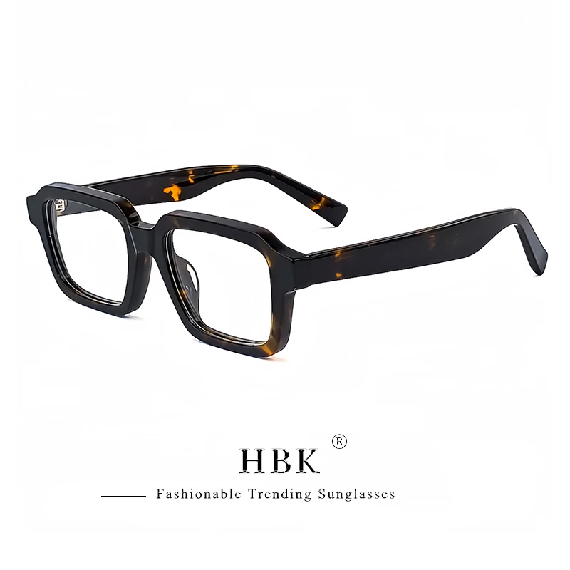 

HBK Retro Rectangular Acetate Optical Glasses Frame High-Quality Glasses Frames Flat Transparent Reading Computer Eyewear UV400