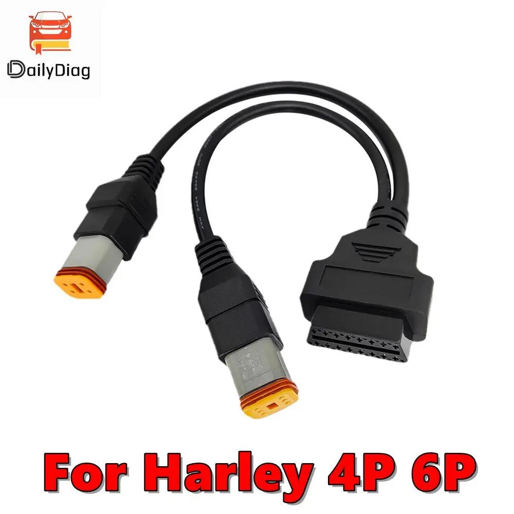 

OBD2 Connector Motorcycle Cable OBDII Fault for Harley 4Pin 6Pin Two-in-one Diagnostic Adapter