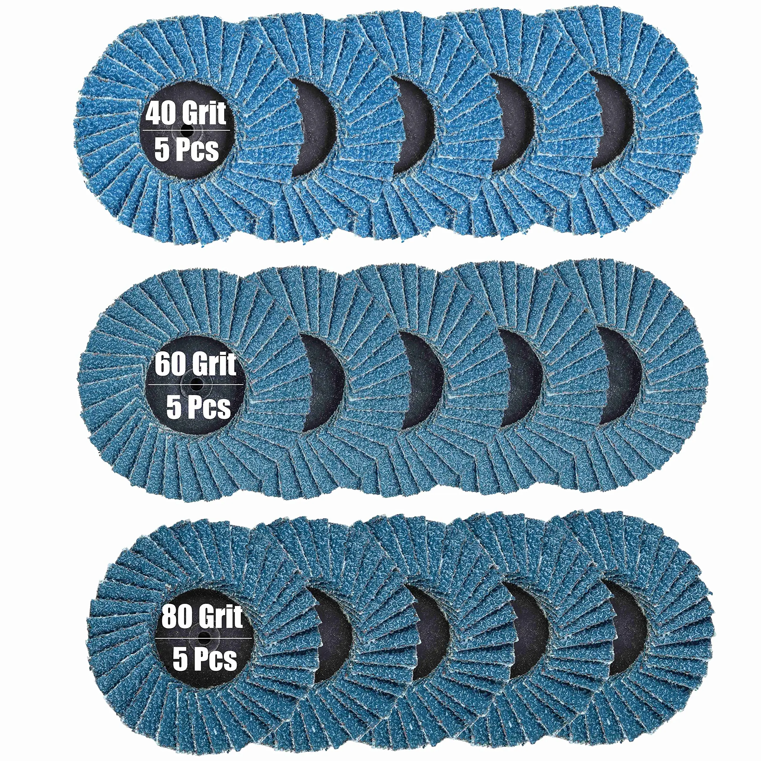 2 Inch Roll Lock Flap Discs 16 Pcs 40 60 80 Grit Abrasive Grinder Wheels with 1/4