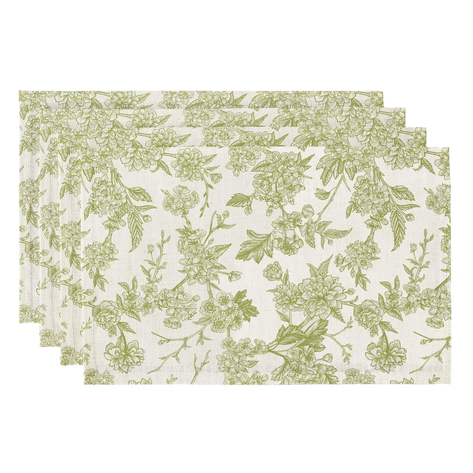 

Boho Placemats,12x18 Inch Linen Fabric Floral Place Mats for Kitchen Dinning,Farmhouse Rustic Cloth Table Mats Party Table Décor