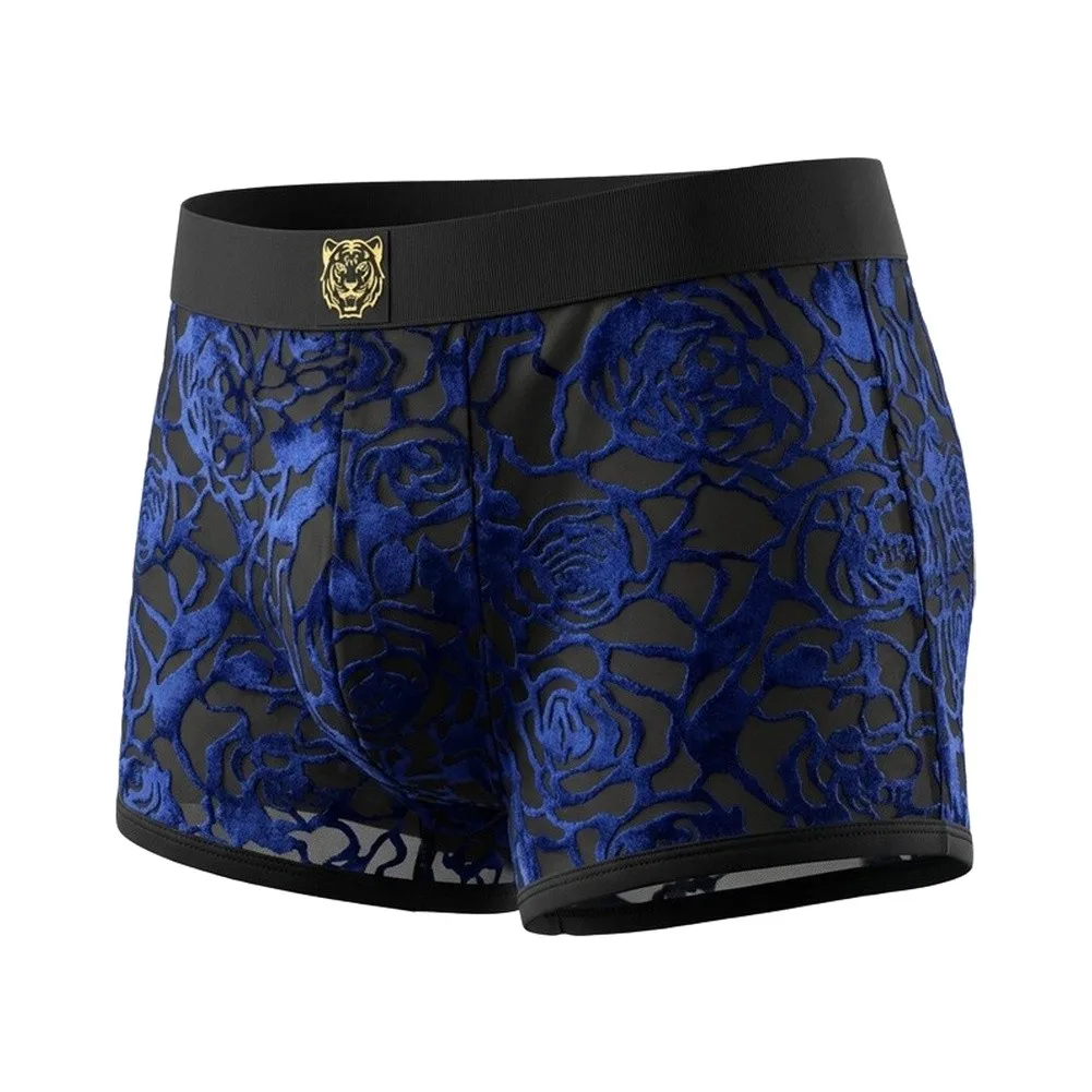 

Men‘s Ice Silk Mesh Boxer Briefs Breathable Elastic Fit Underwear Thin Embroidered Summer Shorts