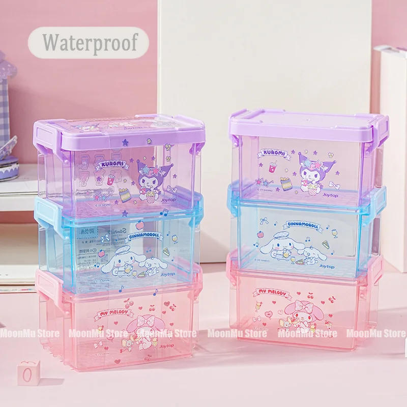 Sanrio Kuromi Desktop Storage Box Cute Cinnamoroll Melody Sticker DIY Sundries Cotton Swabs Jewellery Organizer Basket Gifts image 4