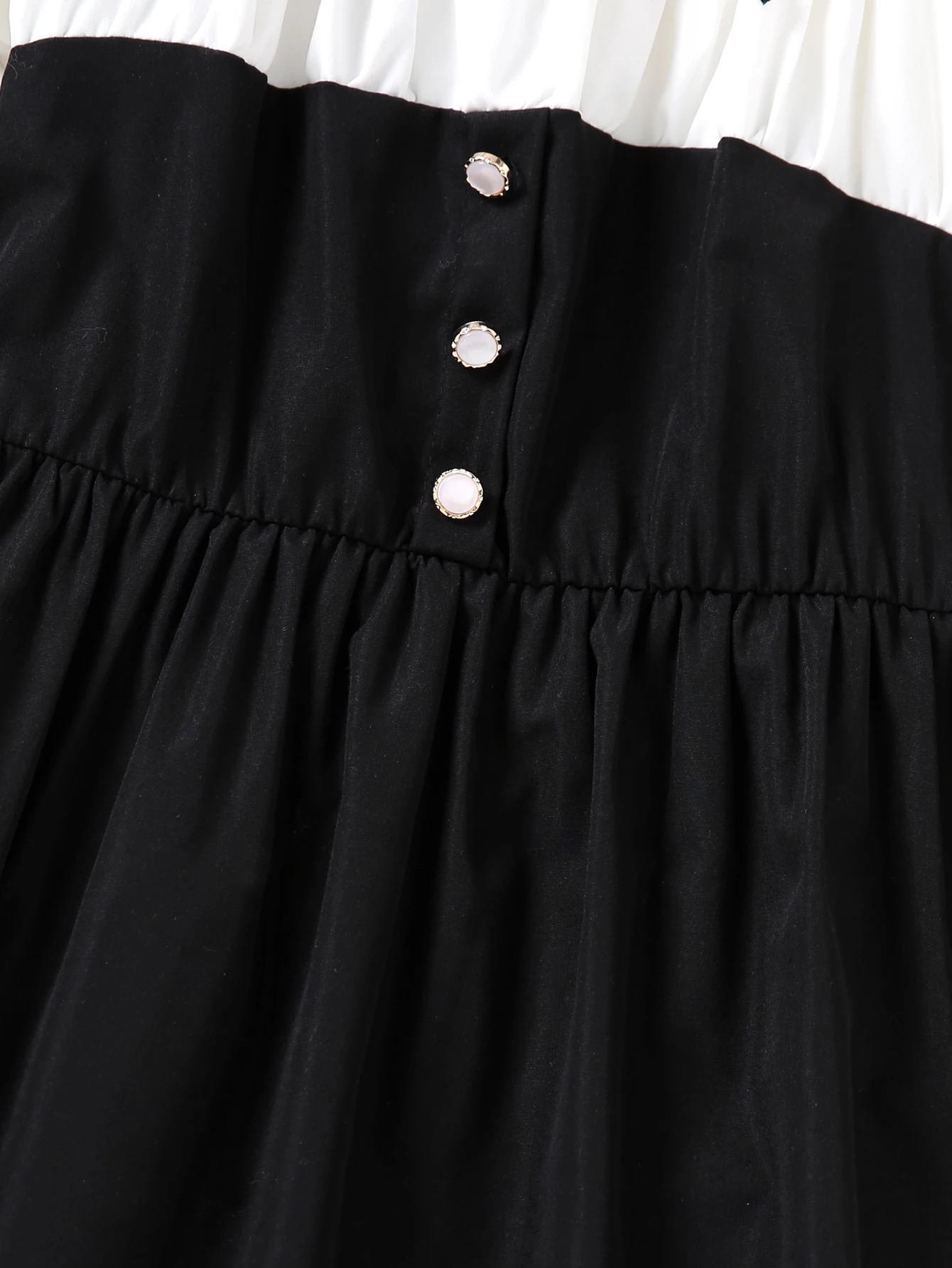 فستان صيفي للفتيات برقبة مربعة وأكمام فقاعية بلون سادة مع حزام الخصر والتخسيس