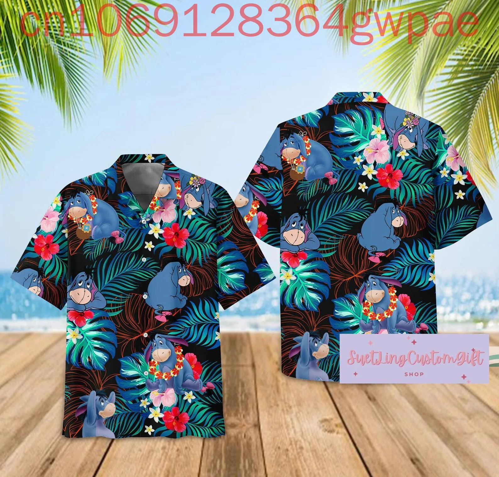 

Eeyore 3D Print Hawaiian Shirts Men's Women's Kids Summer Casual Short Sleeve Beach Shirts Disney Fashion Button Shirts