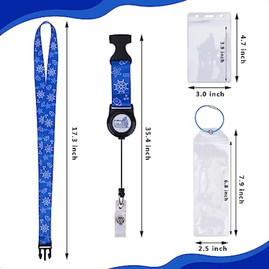 Smycze do kart okrętowych 9 szt. Wysuwane na pokład Royal Caribbean Celebrity 2024 2025 Wodoodporne uchwyty na identyfikatory z odłączanym zapięciem