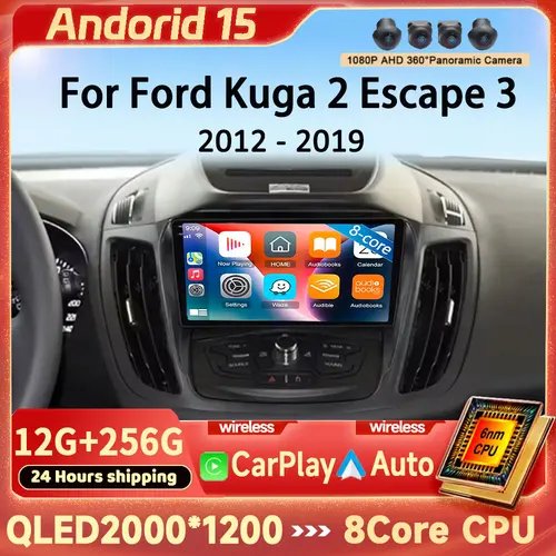 Imagen 1 del producto Android 15 Radio del coche para Ford Kuga 2 Escape 3 2012 2013 2014 2015 2016 2017 -2019 reproductor Multimedia estéreo 2din Carplay Auto DS