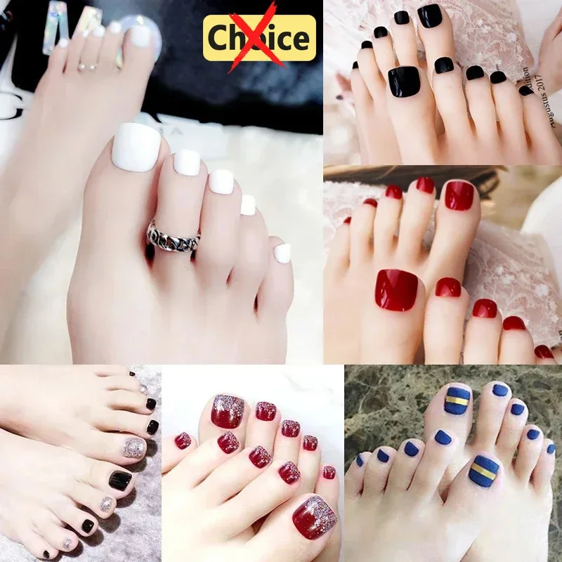 Buy in Bulk Pay One Shipping Fee Only 5 Sets/lot Mixed Colors Toe Nail Tips Foot Toe False Nails Fake Nails Candy Color Toenails