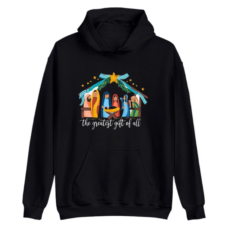 Spoiler Alert He Dies Christmas Jumper Divertente presepe Felpa con cappuccio Umorismo scuro Felpa natalizia Regalo religioso Christ Jumper