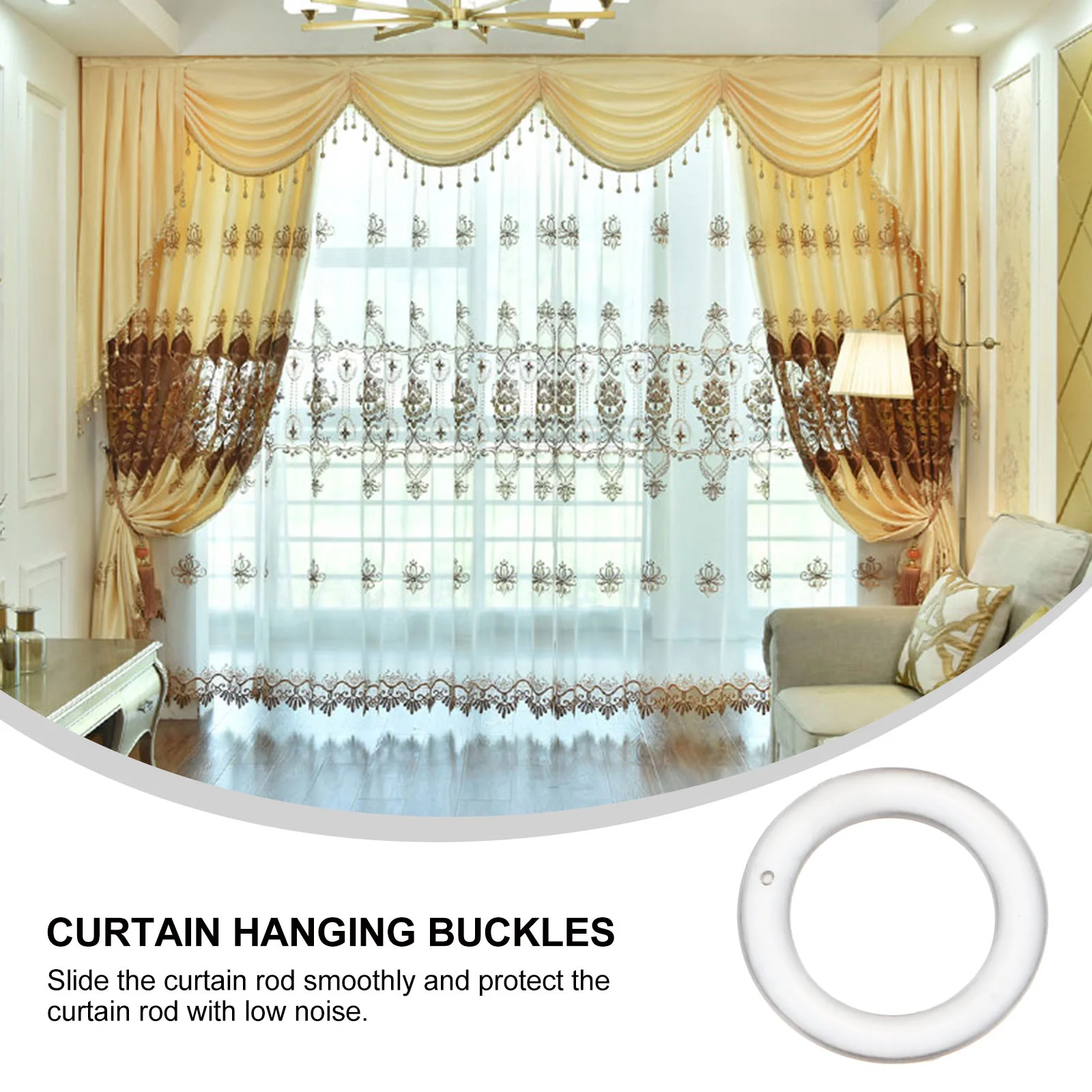 100 Pcs Roman Circle Plastic Curtain Hanging Buckles Clothes Rack Accessories Clips Rings Decoration Sun Protection Tension Rod
