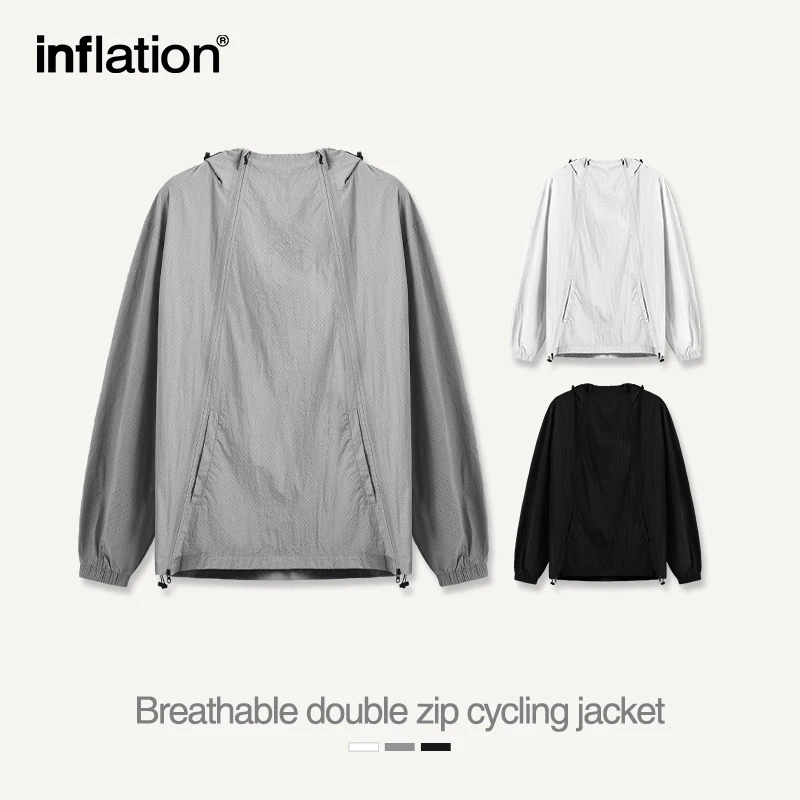 INFLAYION Outdoor Breathable Hiking Jacket Unisex Summer Lightweight Double Zipper Jacket