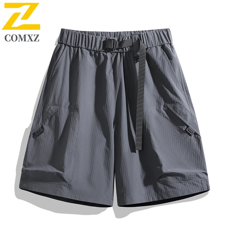 Men Casual Pants American Quick Drying Lightweight Breathable Workwear Shorts Elastic Waist Buckle Design Camping Hiking Shorts