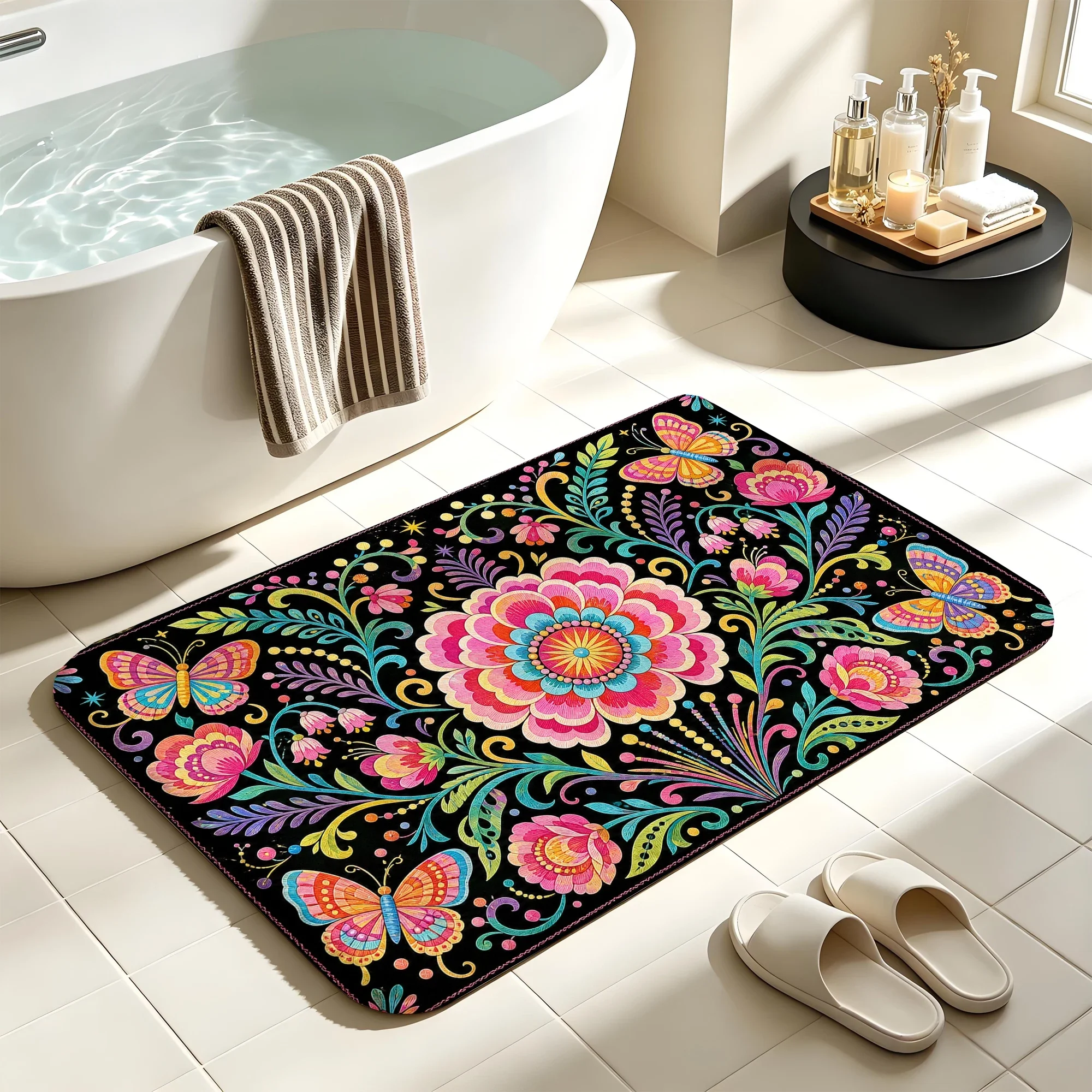 Sky Sunrise Scenic Bath Mat Water Absorbent Quick Dry Anti-Slip Shower Rug Floor Carpet for Bathroom Home Decor