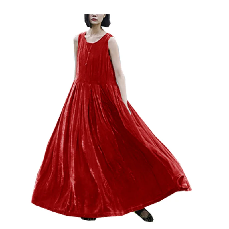 Fengbaoyu Silkworm Silk Velvet Spring Women\'s Vest Skirt Fold Red Large Size 4XL 5XL Fat Girl Dress Street Clothes Free Shipping