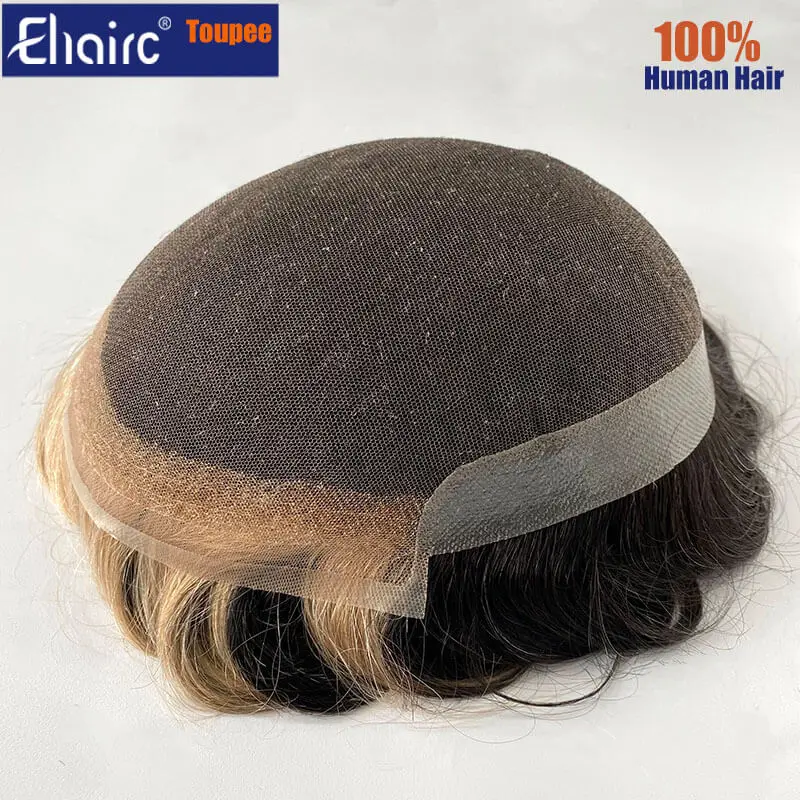 (Front can be Dyed)Men's capillary prothesis Breathable Lace and Pu Toupee Men Wigs For Man  Male Hair Prosthesis,Salon dyedable