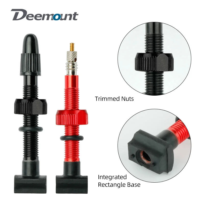 Presta Valves Uni-body Square Base for Bicycle Tubeless Rim Mount F/V Nozzle Nipples Anodized Aluminum Stem Brass Core