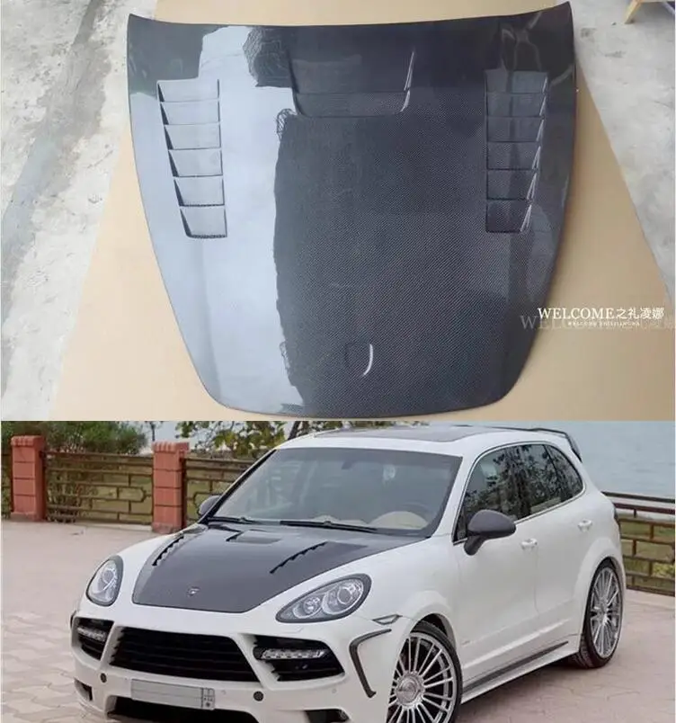 Real Carbon Fiber Front Bumper Engine Hood Bonnet Vent Cover For Porsche Cayenne 958.1 2011 2012 2013 2014