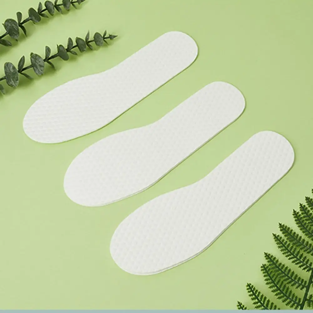 5 Pairs Breathable Shoe Pad Non Slip Soft Sweat Nature Wood Pulp Insoles Thin White Disposable Insoles Barefoot