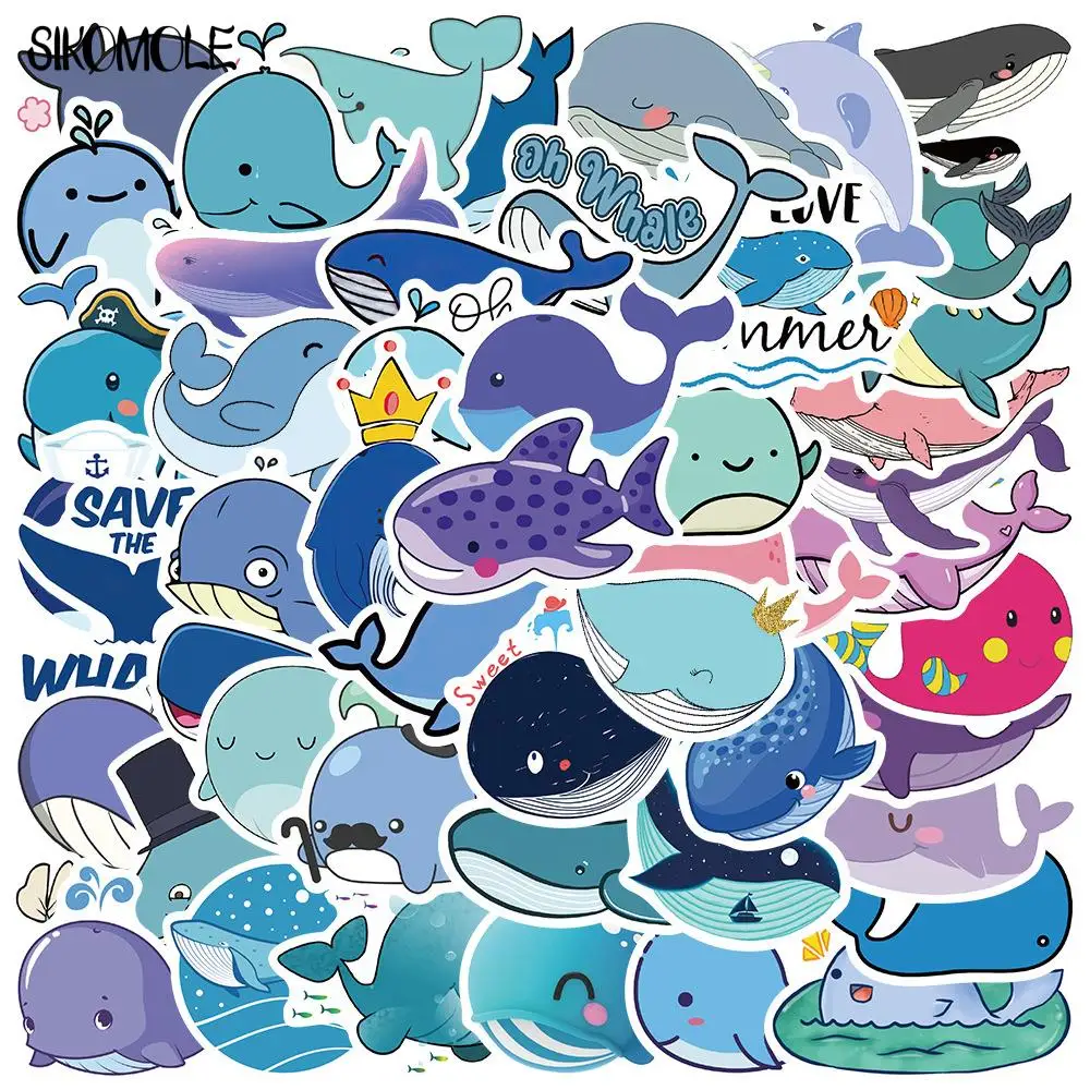 10/30/50/100PCS Cute Cartoon Whale Stickers Kawaii Animals DIY Toys Car Skateboard Notebook Suitcase Decals Graffiti Sticker F5