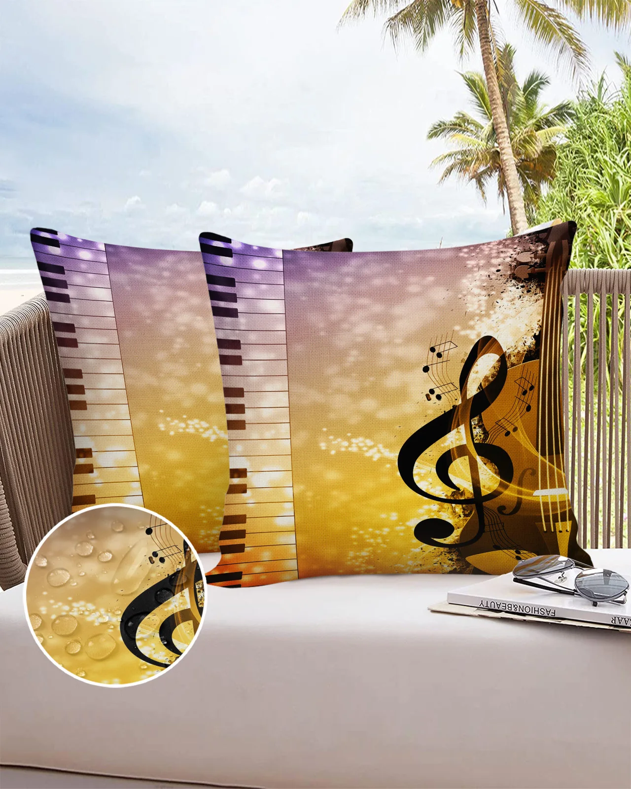 

2PC Pillowcase Piano Cello Music Note Sofa Cushion Cover Bed Pillow Cover Home Decorative Waterproof Pillow Cases