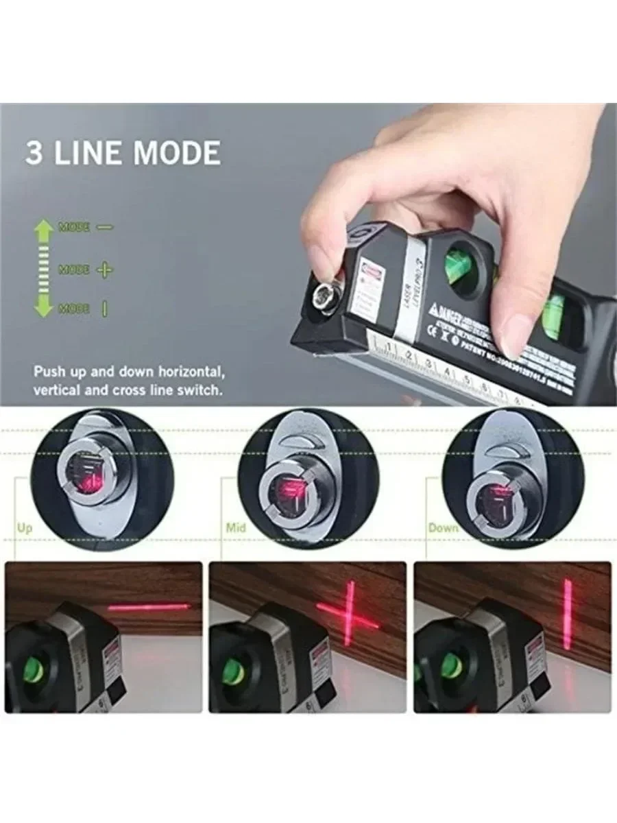 Home Multi-function High Precise Laser Leveling Instrument with Steel Ruler Cross Straight Line Laser Level Measuring Tools