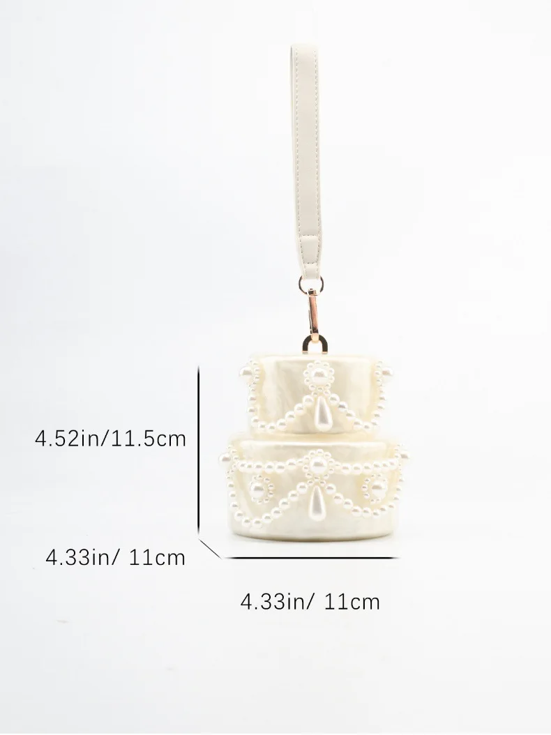 Cake shape clutch bag acrylic pearl color Evening dinner party purse Bag beaded box handbag