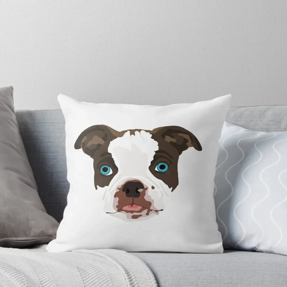 Boston Terrier Head Brown Blue Eyes Throw Pillow luxury sofa pillows Christmas Cushion For Home christmas supplies pillow