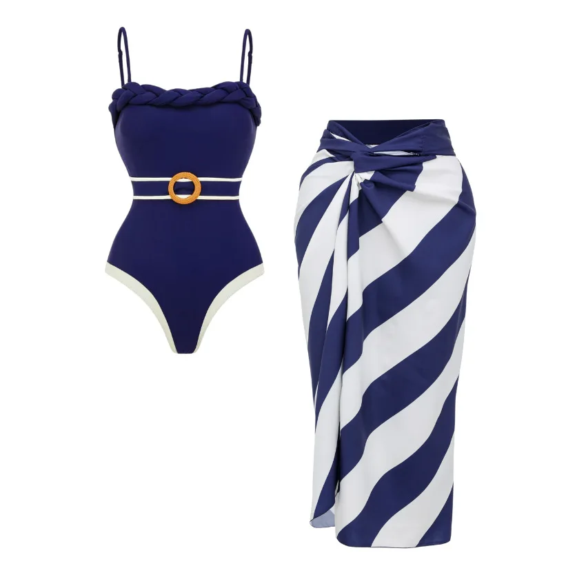 2026 Frill Long String Skirt Swimsuit Bodysuit Two Piece Sexy Swim Swimwear Women Bathing Suit Padded Beachwear Swimming Summer