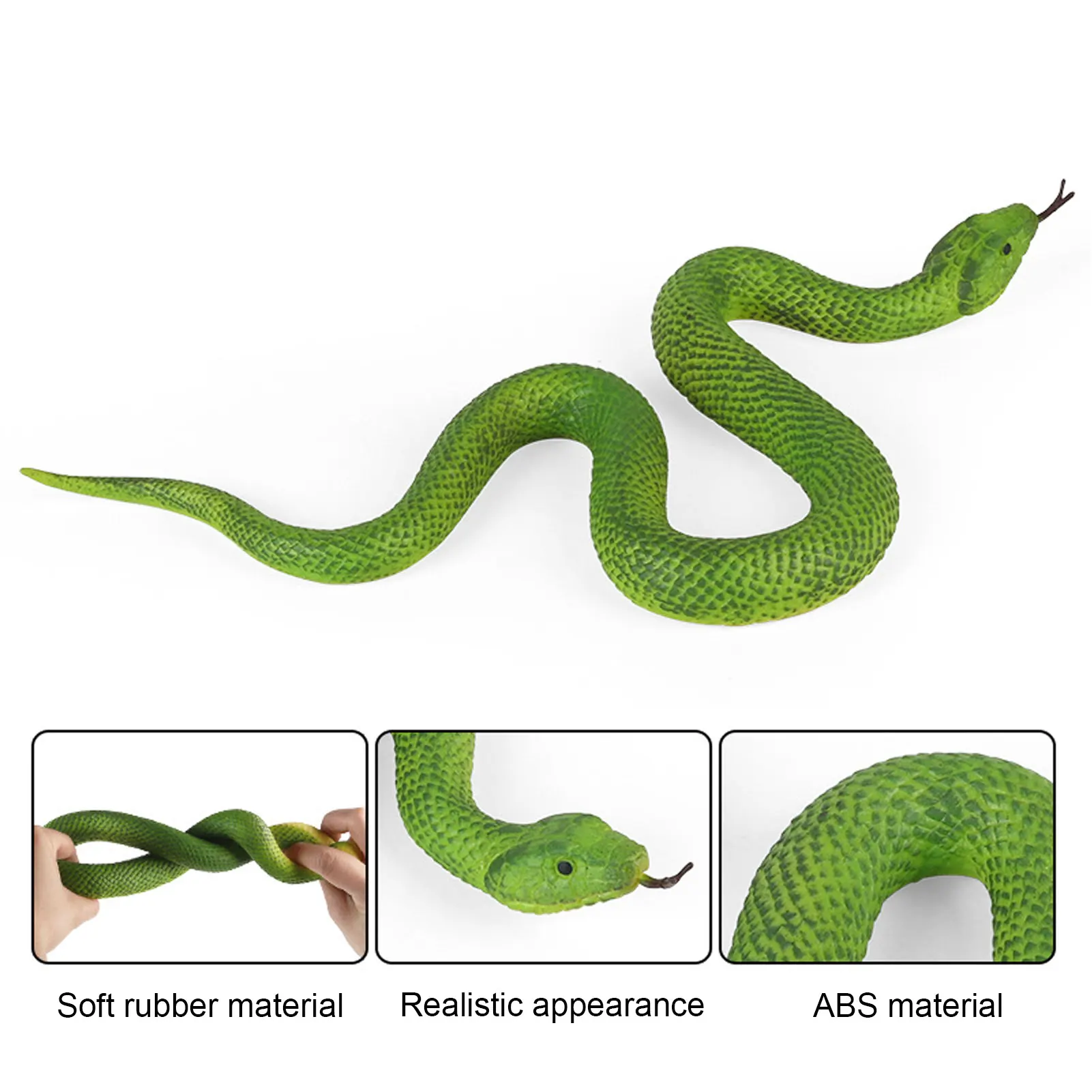 Juguete de goma realista falso, serpiente de hoja de bambú, serpiente verde aterradora para Halloween, broma espeluznante y complicada, accesorios de juguetes de serpiente aterradora