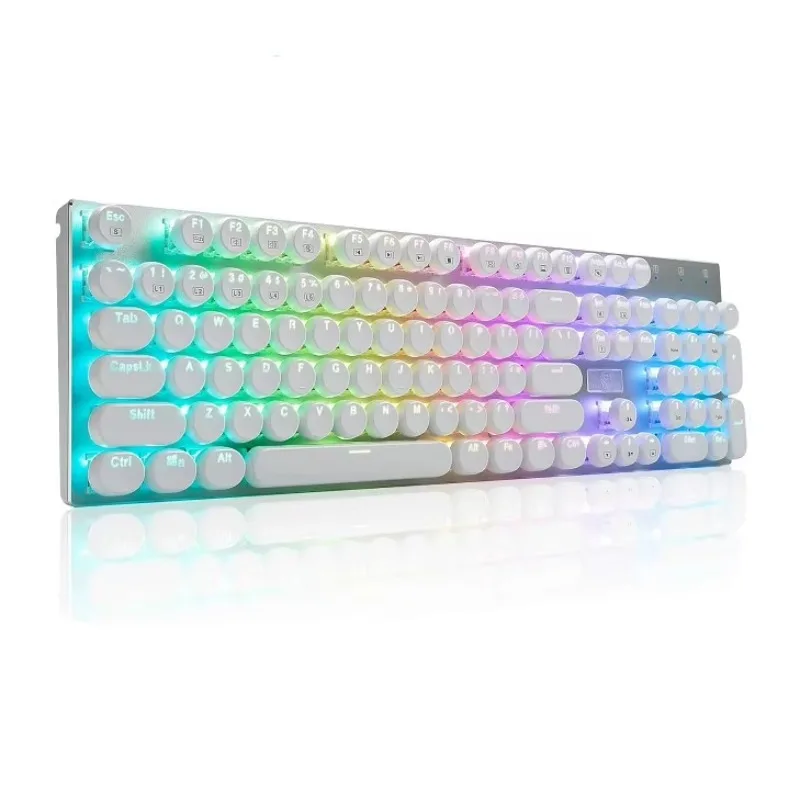 Mechanical Keyboard USB Wired Gaming Keyboard Custom104 Keys Led Backlit Pbt Keycaps Retro Typewriter Mechanical Keyboard
