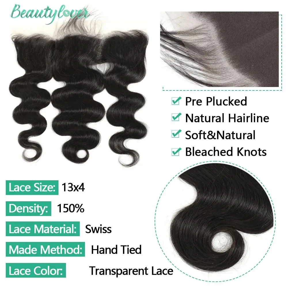 13x4 13x6 Frontal Only 4X4 5X5 6X6 Lace Closure Ear to Ear Frontal Closure Body Wave Lace Frontal Closure 10A Remy Human Hair