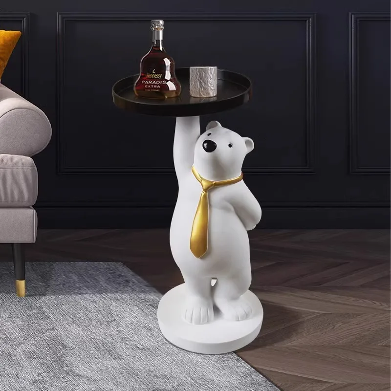 AOLIVIYA Tea Coffee Table Nightstand Storage Rack Sofa Corner Side End Stand Polar Bear Tray Ornament Gift Home