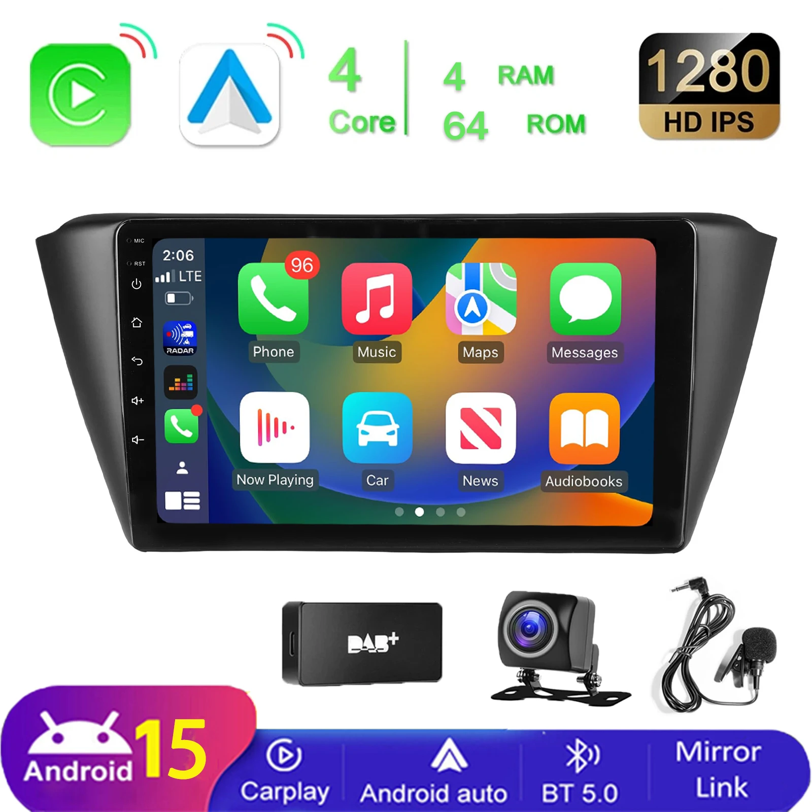 MOPECT Voor Skoda Fabia 3 III 2014-2020 Android 15 draadloze Carplay autoradio navigatie GPS multimediaspeler stereo WIFI