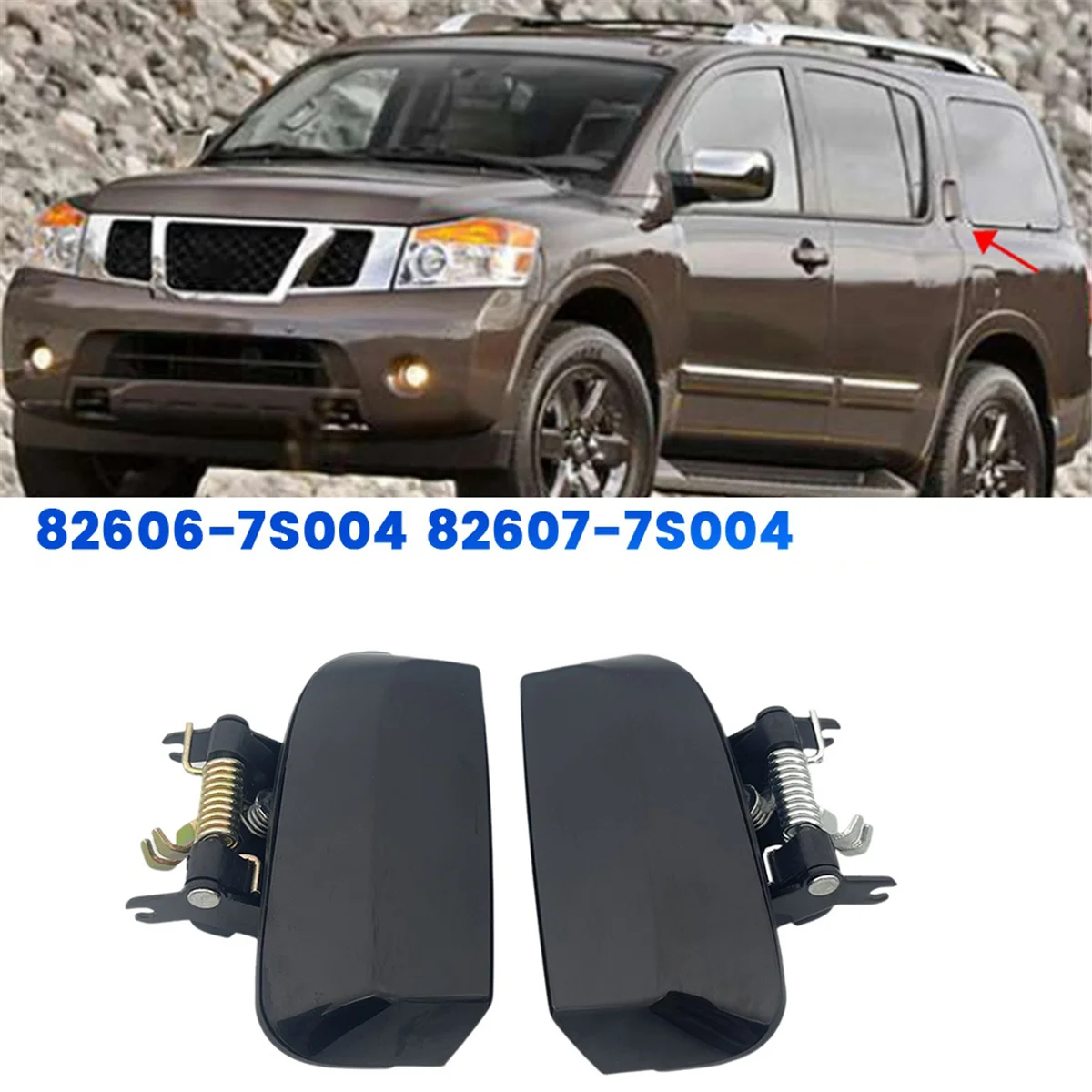 1Pair Exterior Door Handle 82606-7S004 82607-7S004 for Nissan Armada 2004-2015 Car Rear Door Pull Handle 826077S008