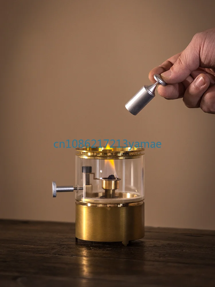 High-End Tea-Boiling Stove Outdoor Alcohol Stove Coffee Stove Portable Tea Cooker Small Size Brass Tea Set