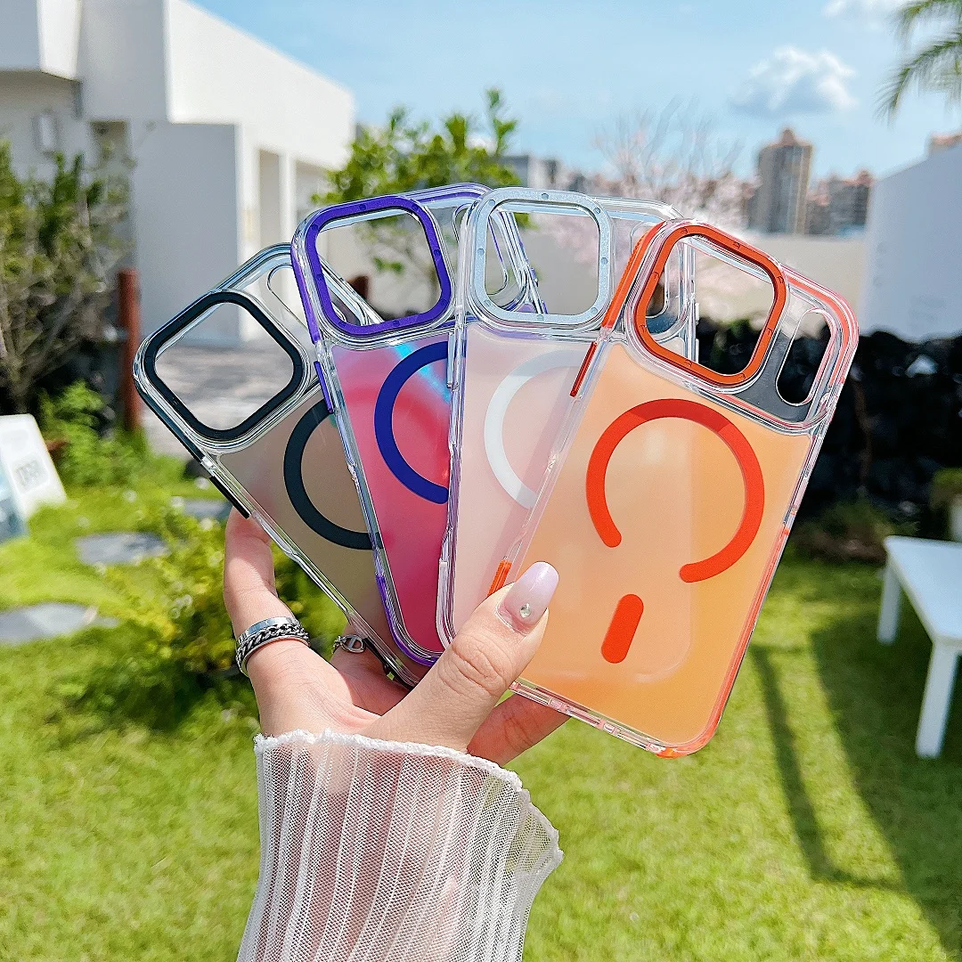 

Высококачественный чехол Magsafe с защитой от столкновений и обесцвечиванием для iPhone 12, 13, 14, 15, 16, 17 Pro Max Plus, магнитный чехол для беспроводной зарядки