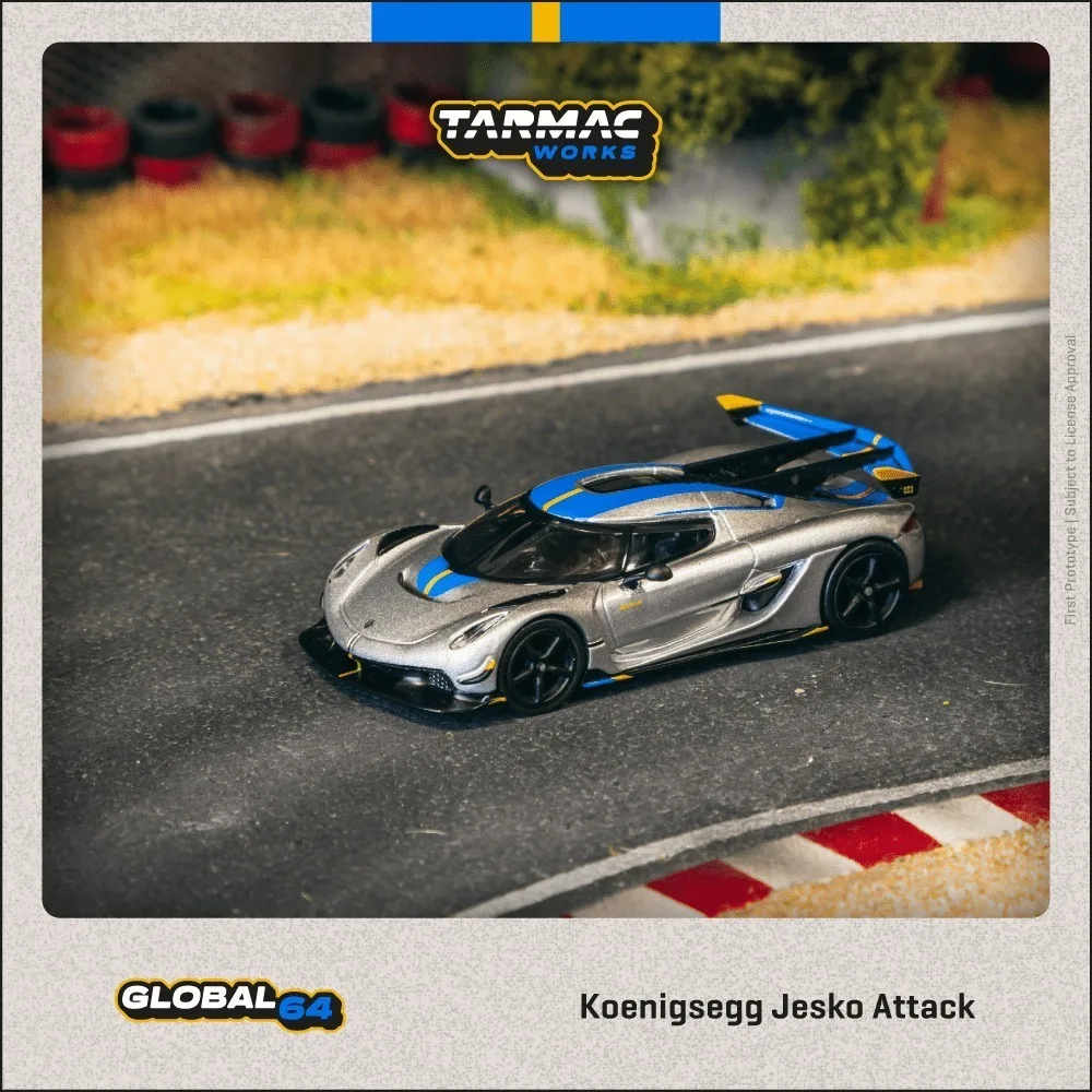

PreSale TW 1:64 Koenigsegg Jesko Attack Silver Diecast Car Model Collection Toys Tarmac Works