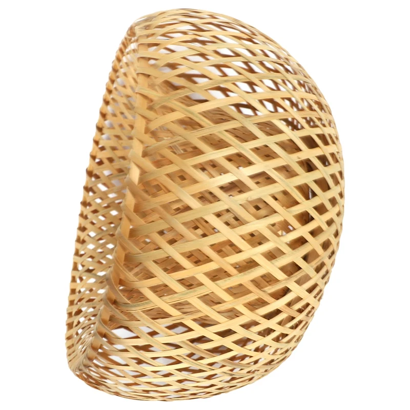 2X Bamboo Wicker Rattan Lampshade Hand-Woven Double Layer Bamboo Dome Lampshade Asian Rustic Japanese Lamp Design