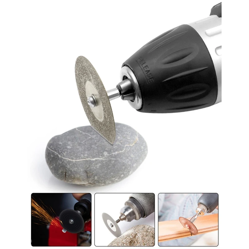 50/60mm Diamond Cutting Disc Grinding Wheel Circular with 3mm Shank Drill Bit Rotary Tool