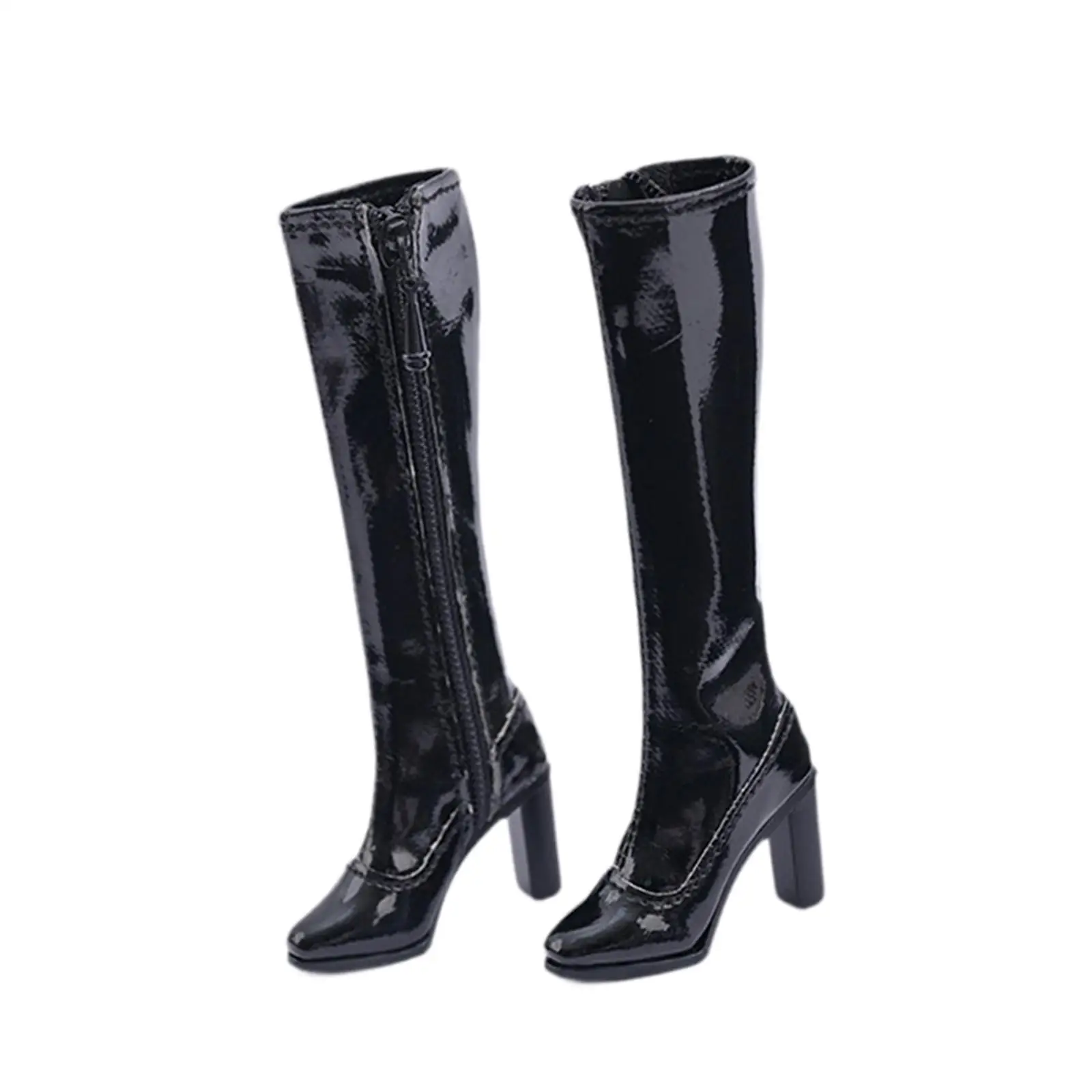 Botas largas hasta la rodilla para mujer, zapatos informales de cuero PU con cremallera lateral, bota de vaquera para muñeca de acción de 12 pulgadas, cuerpo de disfraz, 1/6