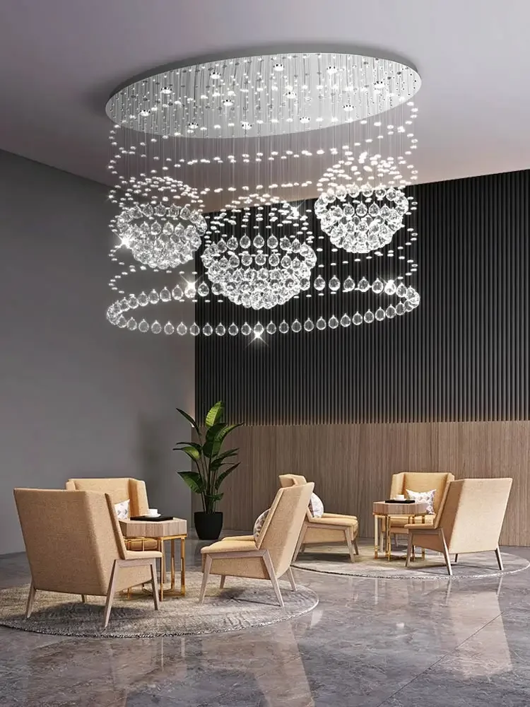 

Modern Large Chandelier K9 Crystal Ball Suction Ceiling Light for Living Room Restaurant Hotel Lobby Atrium Home Decor Luster