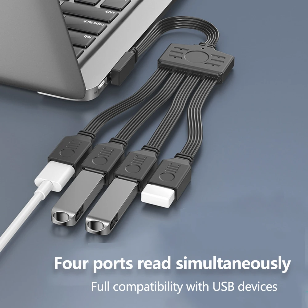 

90-degree Elbow Cables USB 1-to-4 Hub for Car-mounted OTG Use Computers Mice Keyboards USB Flash Drives Suitable Phone Notebook