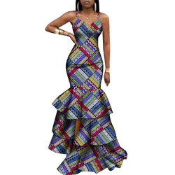African Dresses Lady Sexy Party Sleeveless Slim Hip Pleated Wedding Clothing Fashion KG913