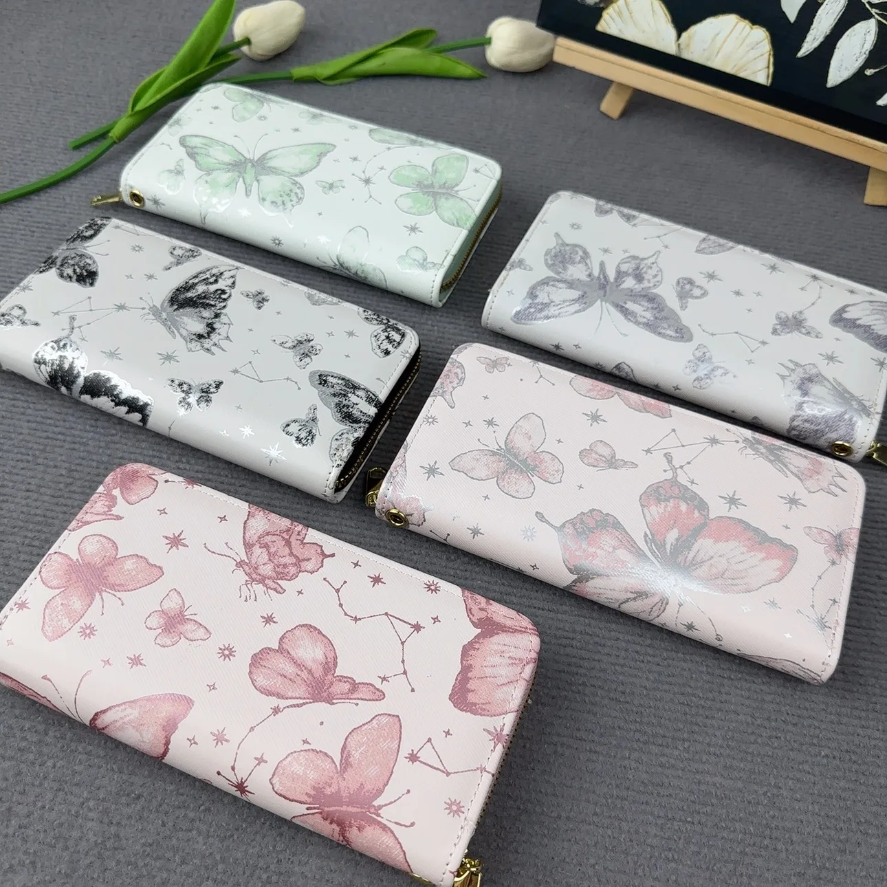 Women's Long Wallet New Chinese Butterfly Print Fresh Girl Fashion Korean  Large Capacity Card Coin Storage Zipper Phone Bag